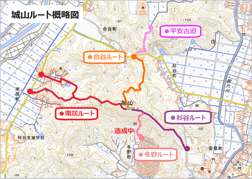 城山ルート概略図